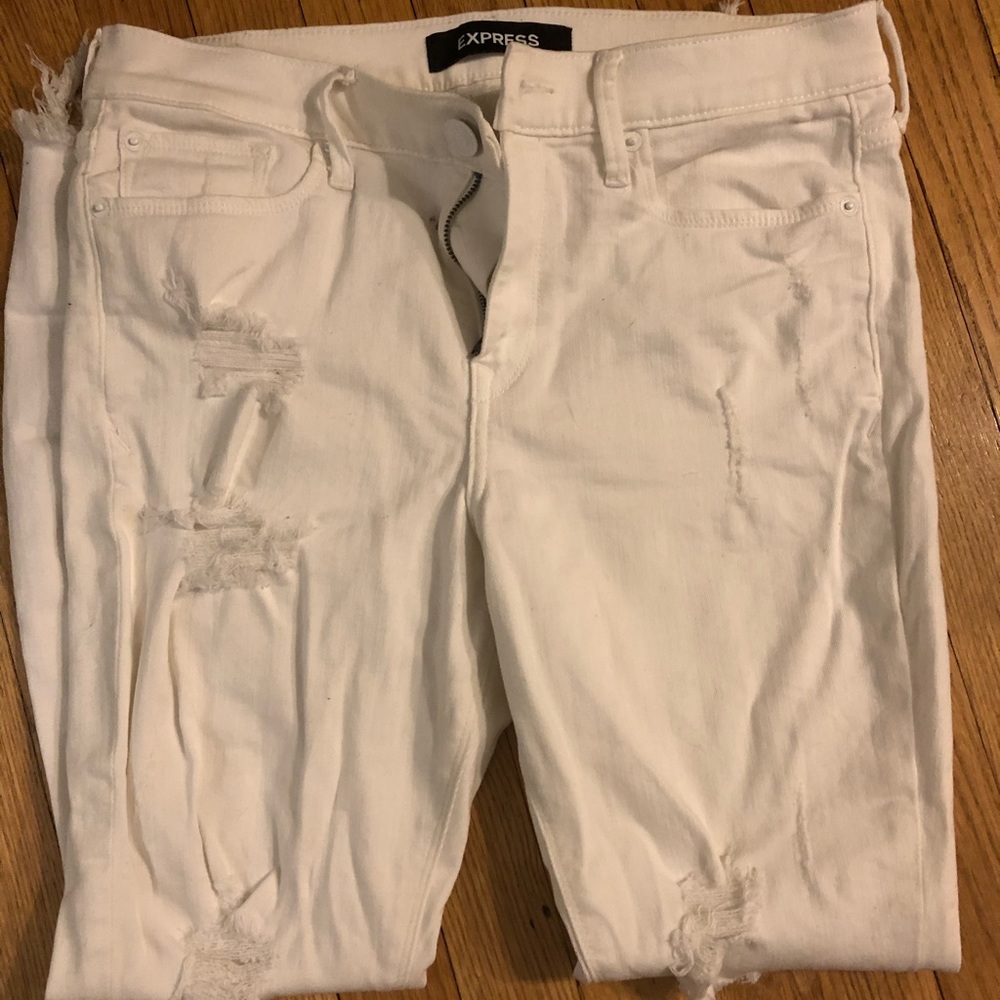 Express distressed skinny jeans